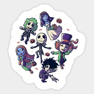 Burtons Halloween Funny Cute Spooky Characters - Light Sticker